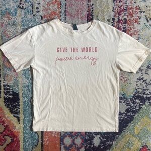 Dazy Womens Cream graphic T-Shirt size M